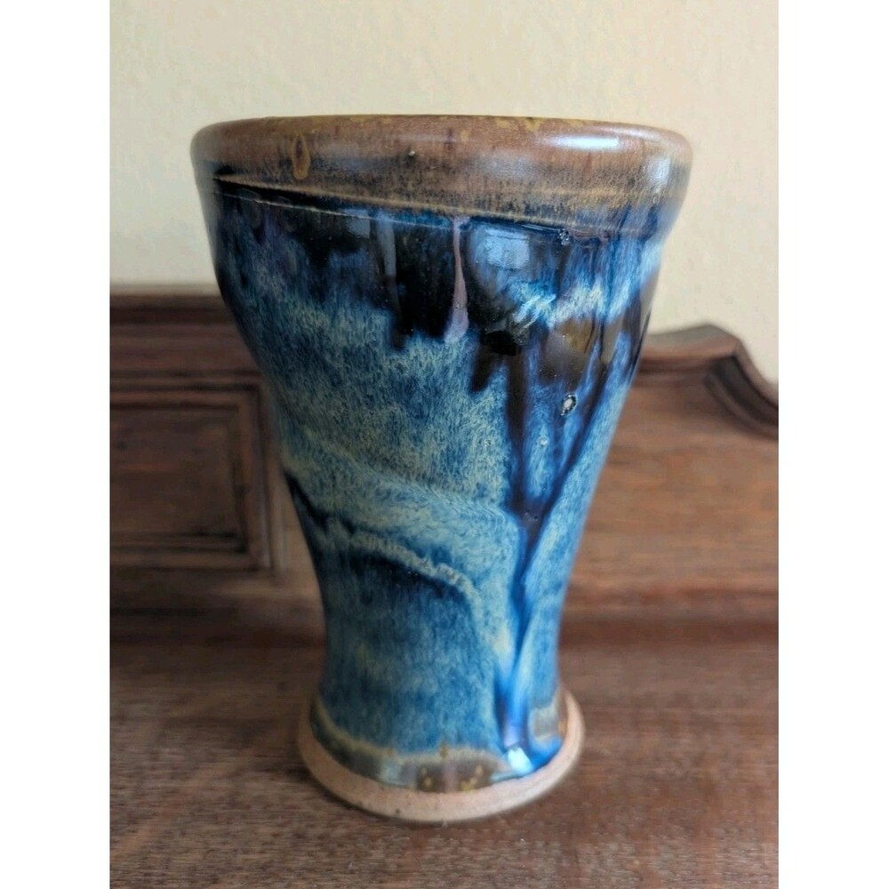 Willowdale Pottery Drip Glaze Signed Dan Bartos Goblet Vase Studio Art Handmade